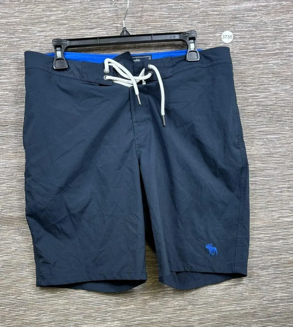 Abercrombie & Fitch Swim Board Shorts Mens 32 Blue Stretch Drawstring Lined
